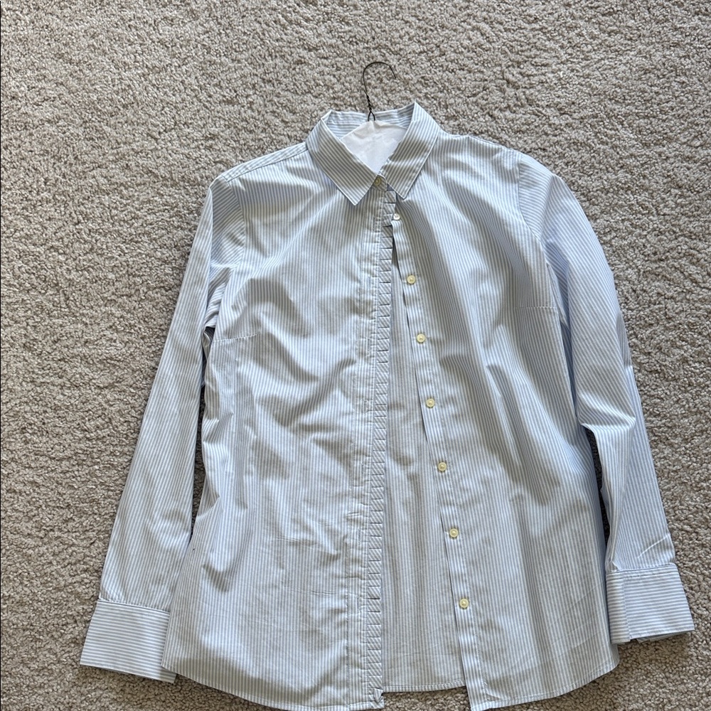 Banana Republic Light Blue Pinstripe Button-Up Blouse